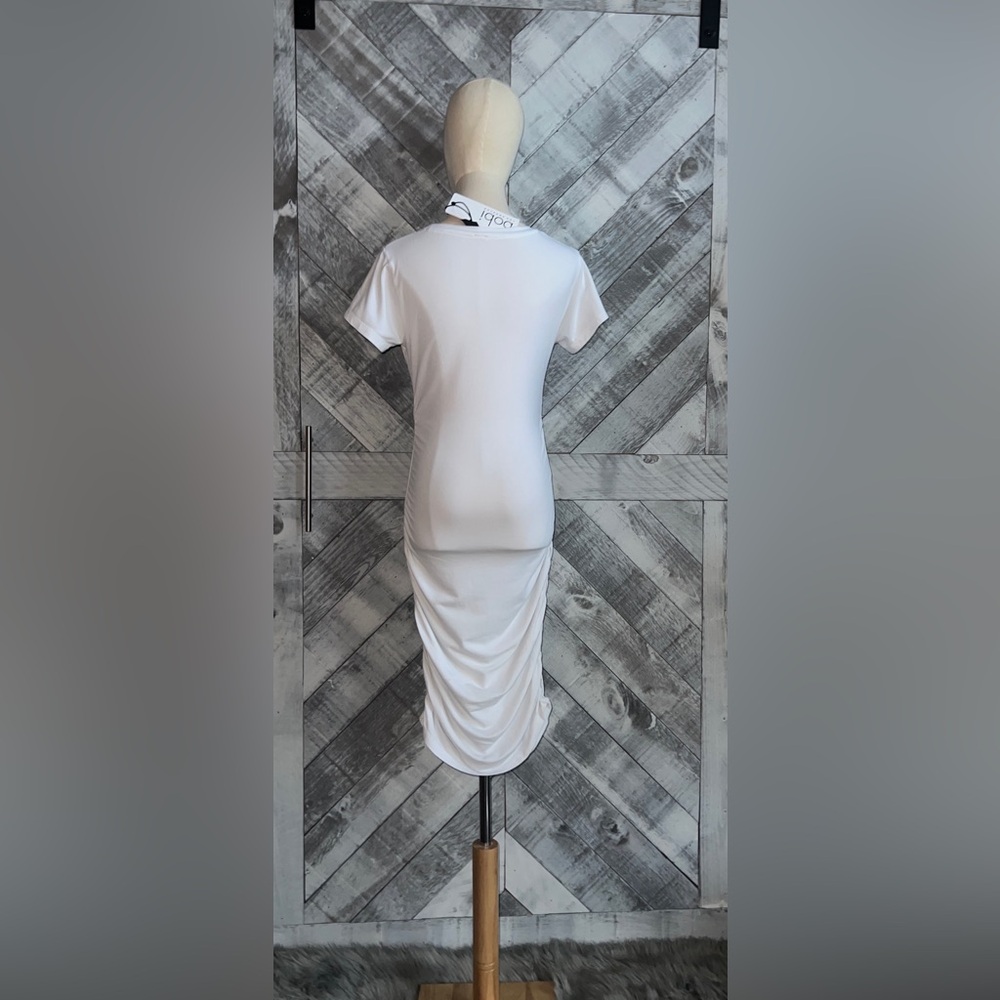 BOBI NWT SHORT SLEEVE SIDE SHIRRED DRESS - Picture 5 of 10
